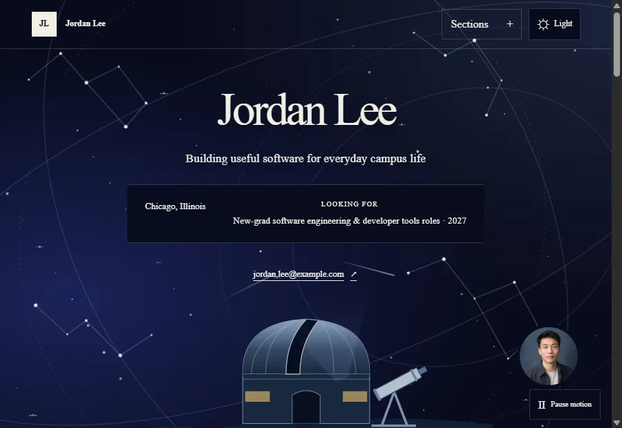 Planetarium website design